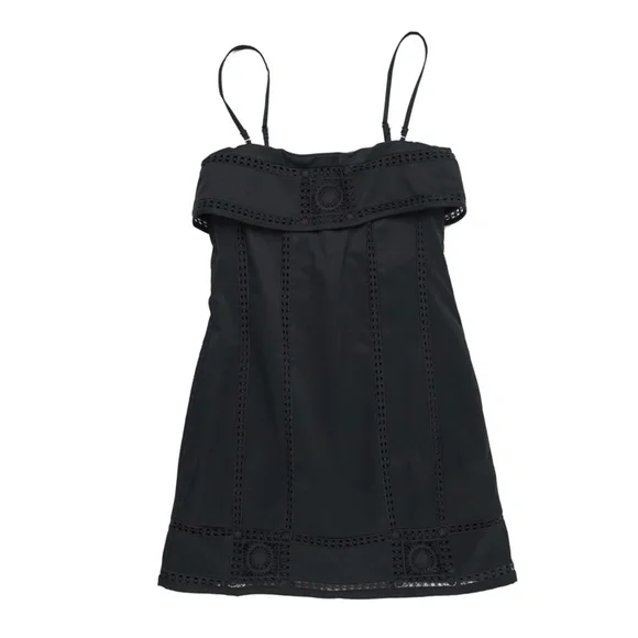 New JCREW Size 2 Crochet Panel Mini Dress in Black $268 CL647 - Picture 5 of 7